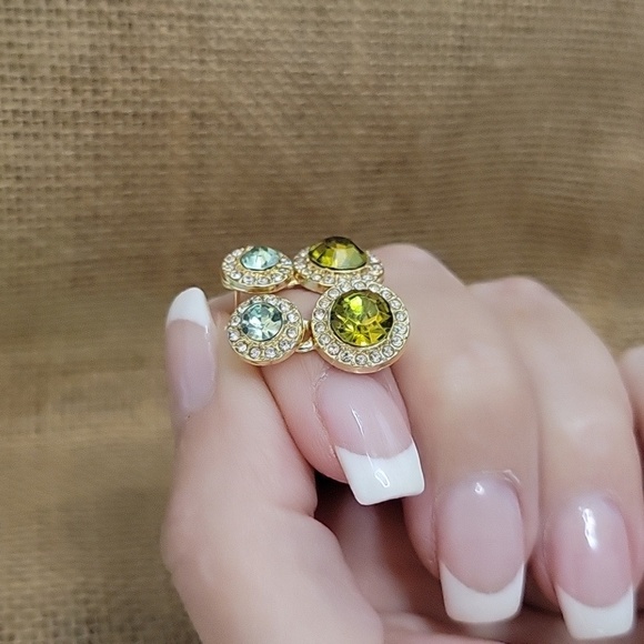 🔥LAST PAIR🔥 DAINTY PERIDOT AQUAMARINE HINGED DROP EARRINGS - Picture 4 of 7